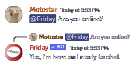 An example of the Friday Discord bot being online